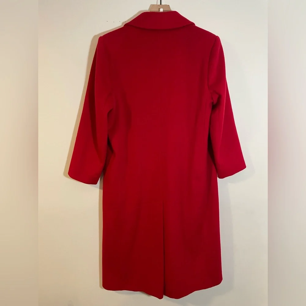 Vintage Kristen Blake Red Wool Blend Trench Coat Size 8 Union Tag EUC - Picture 7 of 13